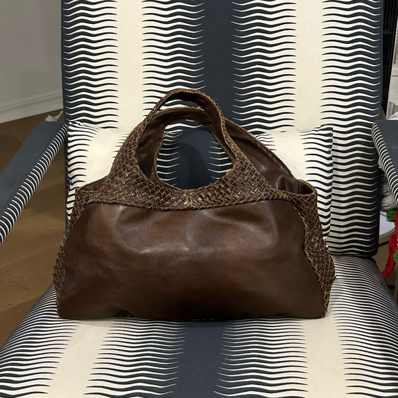 Claramonte Pablo Leather Woven Bag, dark brown, like new - Picture 6 of 8